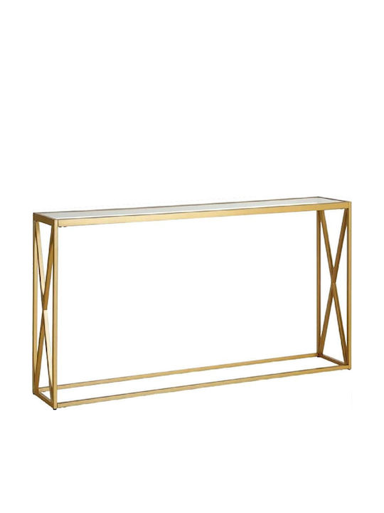 Kantoo Console Table Metal with Glass Surface Gold Shade L120xW25xH75cm