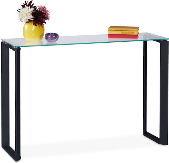 Konsolentisch aus Metall mit Glastischplatte Transparent L75xB35xH110cm Konsolentisch aus Metall mit Glastischplatte Transparent L75xB35xH110cm