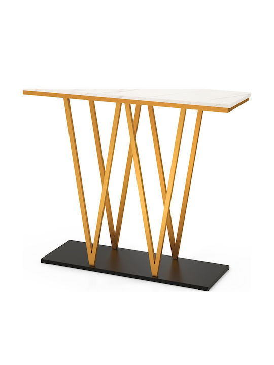Console Table Metal with Marble Surface Λευκό Μάρμαρο/χρυσό L100xW30xH79cm