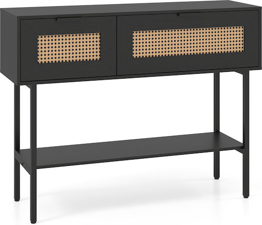 Consolă Din Lemn Și Metal Neagră L76xL29,5xÎ100cm