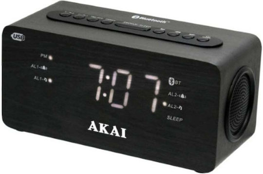 AKAI ACR-2993 Tabletop Digital LED Clock With Alarm Clock And Radio Black