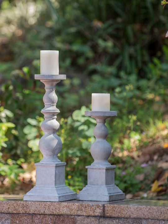 Artekko Candle Holder Stone Grey 15x15x36cm 1pcs