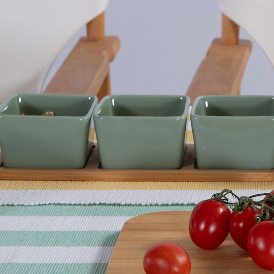 Nef-Nef Homeware Sage Μπωλ Σερβιρίσματος Στρογγυλό από Μπαμπού Πράσινο με Διάμετρο 27.8εκ. 3τμχ