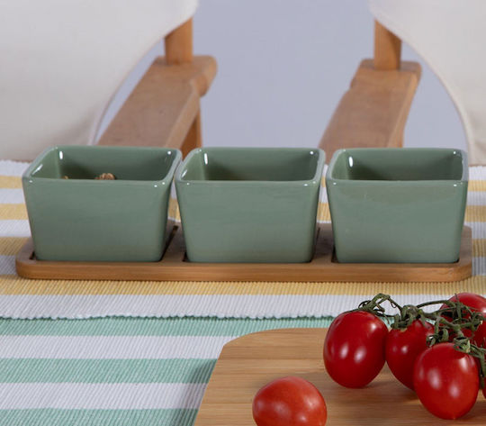 Nef-Nef Homeware Sage Μπωλ Σερβιρίσματος Στρογγυλό από Μπαμπού Πράσινο με Διάμετρο 27.8εκ. 3τμχ