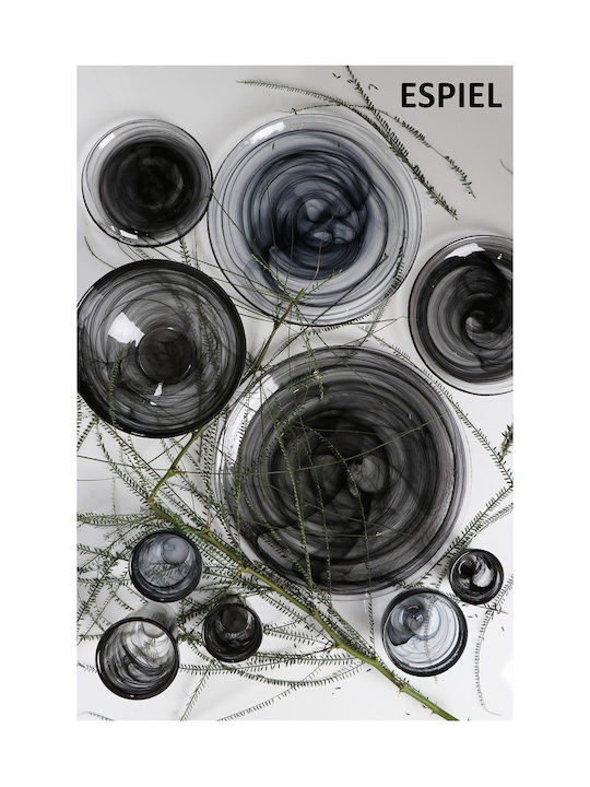 Espiel Atlas Serving Bowl Round Glass Black with Diameter 15cm