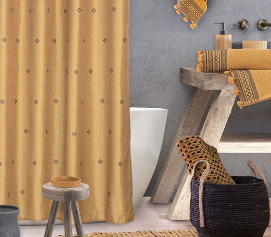 Nef-Nef Homeware Insignia Κουρτίνα Μπάνιου Υφασμάτινη με Τρουκς Nef-Nef Homeware Insignia Κουρτίνα Μπάνιου Υφασμάτινη με Τρουκς