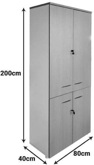 Büroaufbewahrungsschrank Armadi Holzschatten Weiß 80x40x200cm
