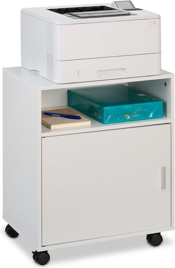 Cabinet De Birou Din Lemn Cu Roți În Culoare Albă 48x34x57cm