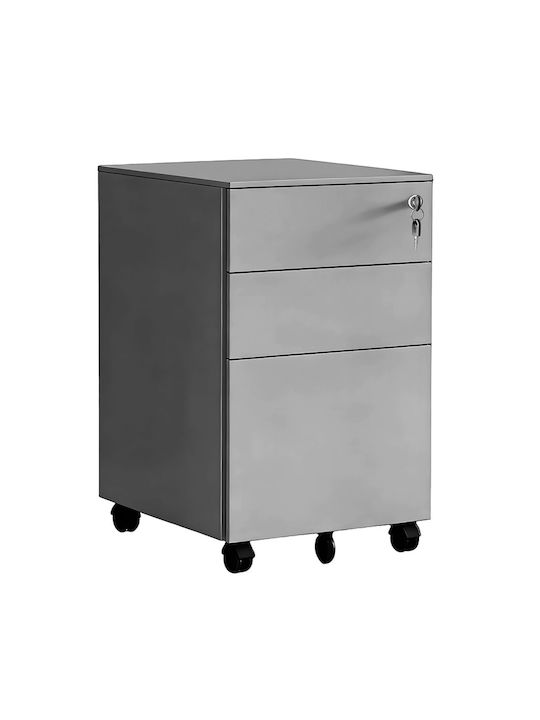 Sertar De Birou Metalic Cu Roți Cu Încuietoare Negru/Gri 39x52x60cm