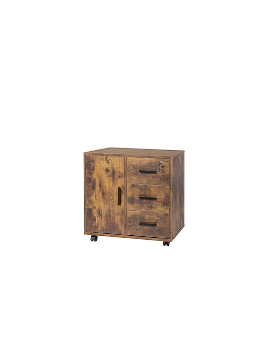 Büroaufbewahrungsschublade aus Holz mit Rädern & Schloss Braune 60x40x57cm