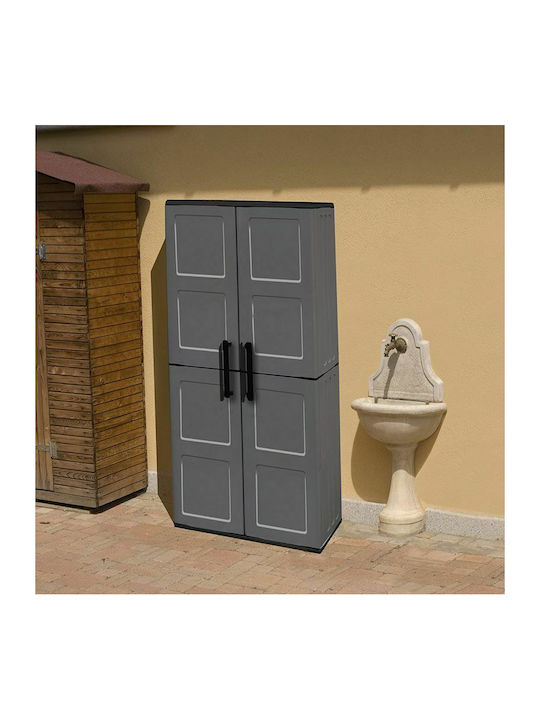 Dulap Dublu-Foi din Polipropilenă cu Spațiu de Depozitare în Aer Liber și 3 Rafturi 68x37x163cm