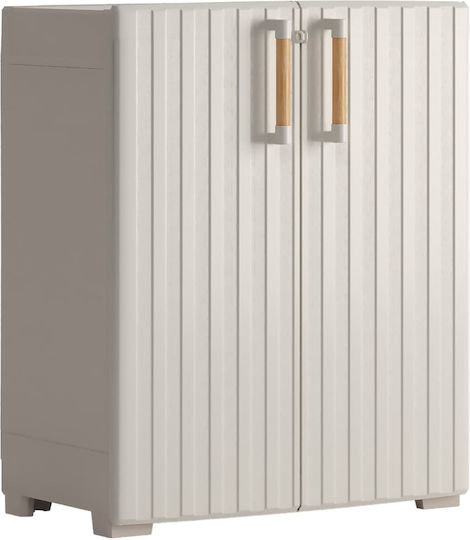 Keter Low Storage Cabinet Groove Sand Beige Keter Low Storage Cabinet Groove Sand Beige