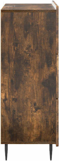 Wooden Bedroom Chest of Drawers with 3 Drawers Smoked Oak 66x34.5x92cm
