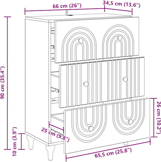 Συρταριέρα Κρεβατοκάμαρας Ξύλινη Δρυς 66x34.5x90εκ.