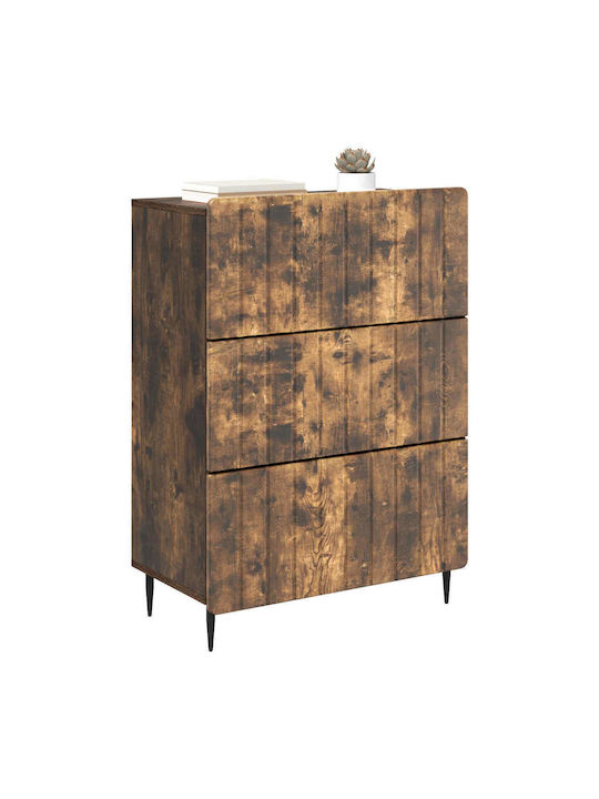 vidaXL Kommode Für Schlafzimmer Holz Mit 3 Schubladen Räucherholz Eiche 66x34.5x92cm