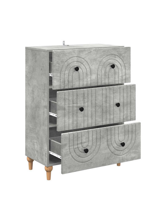 Kommode Für Schlafzimmer Holz Mit 3 Schubladen Grau Betonoptik 66x34.5x90cm