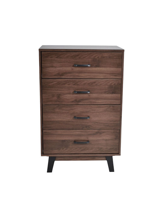 Comodă Dormitor Din Lemn Cu 4 Sertare Nuc 80x40x93cm