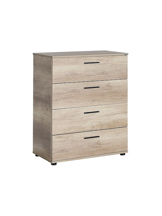 Kommode Schlafzimmer Holz mit 4 Schubladen Aschgrau Walnuss 73x44x96cm