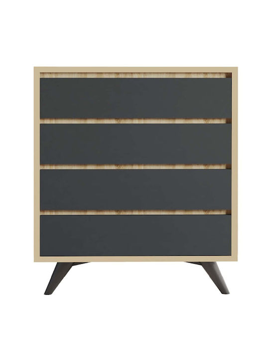 Συρταριέρα Креватокамарас Дървена Suvera Oak-anthracite 70x40x86бр