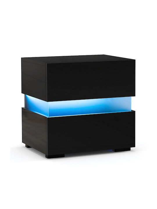 Metal Bedside Table with Glass Surface Multicolour 45x35x45cm