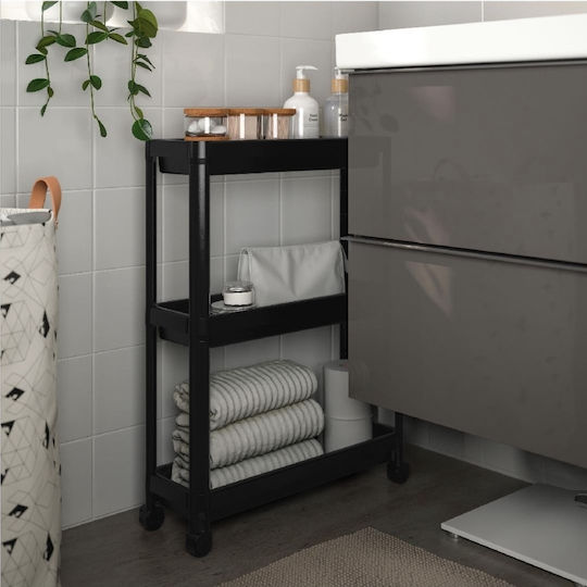 Viosarp Kitchen Trolley 3 Tiers Black 54x18x68cm
