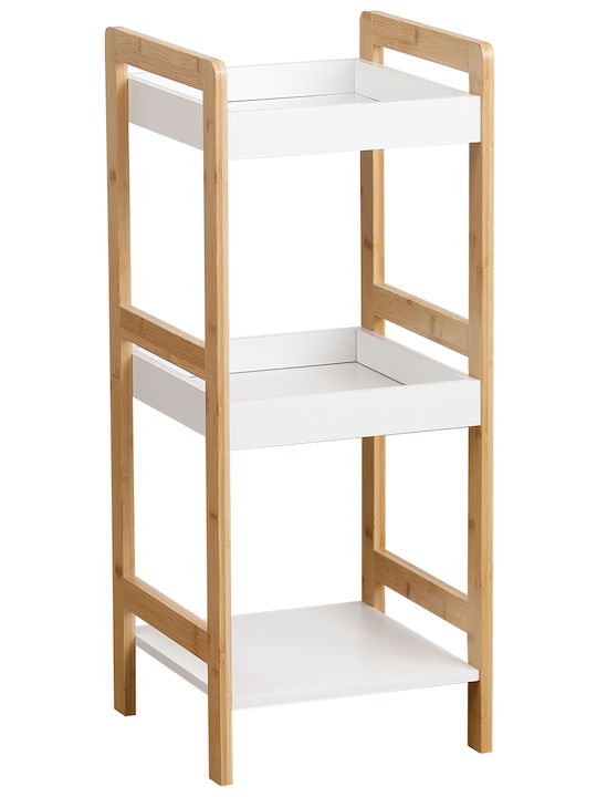 MRShome Кухненски Стелаж Дървен 3 Позиции Бежов 33x33x80см