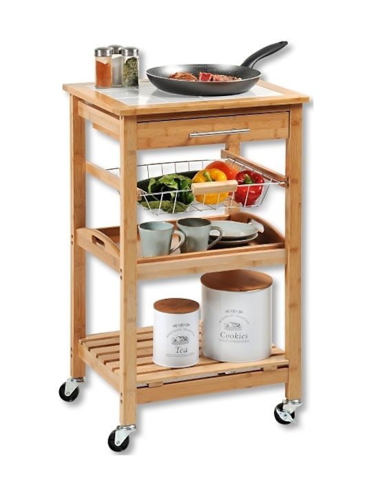 Kesper Wooden Kitchen Trolley 4 Tiers Brown 49x38x81cm