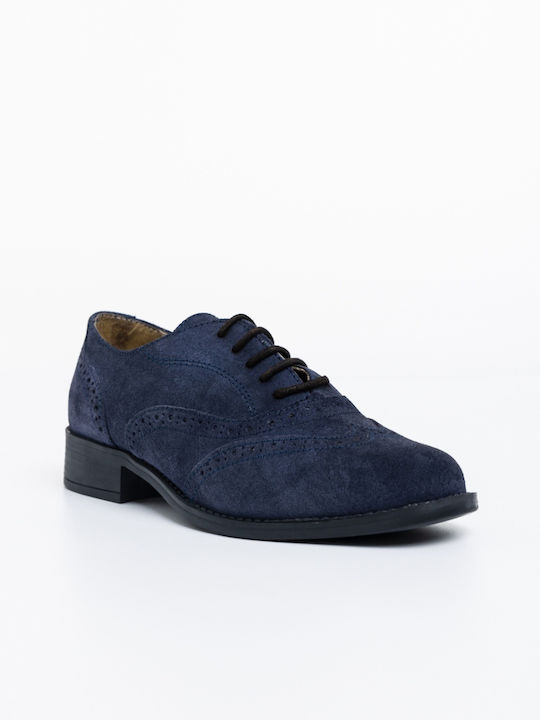 Suede Γυναικεία Oxfords σε Μπλε Χρώμα