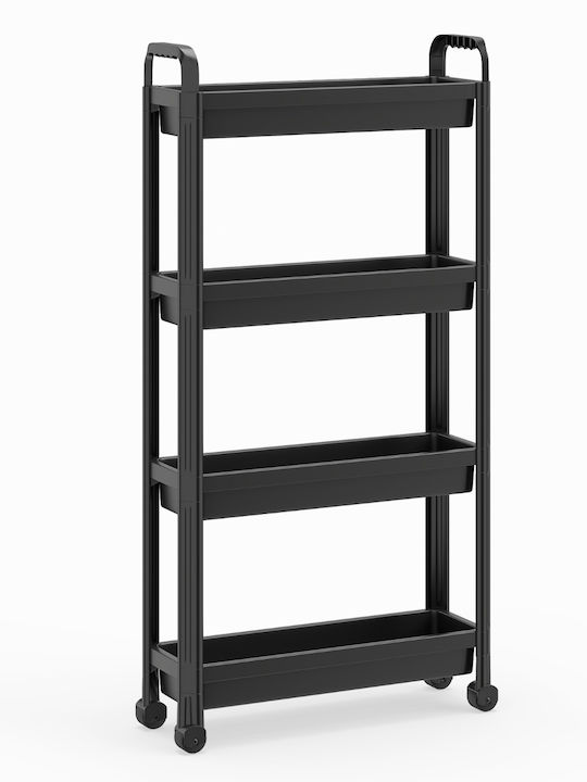 Costway Metallic Kitchen Trolley 4 Tiers Black 103x18.5x54cm