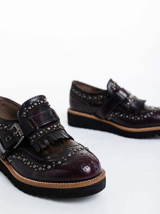 Mocasini Copii Din Piele Burgundy