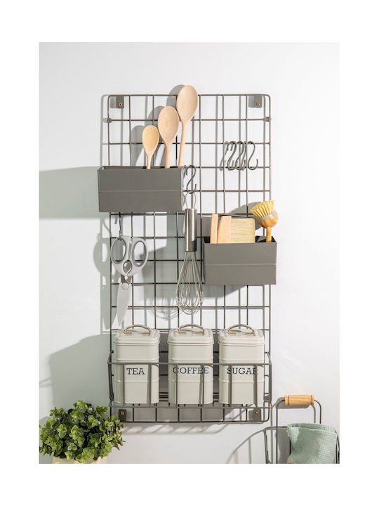 Living Wandmontiertes Metallregal 39,5x13x80cm Grau