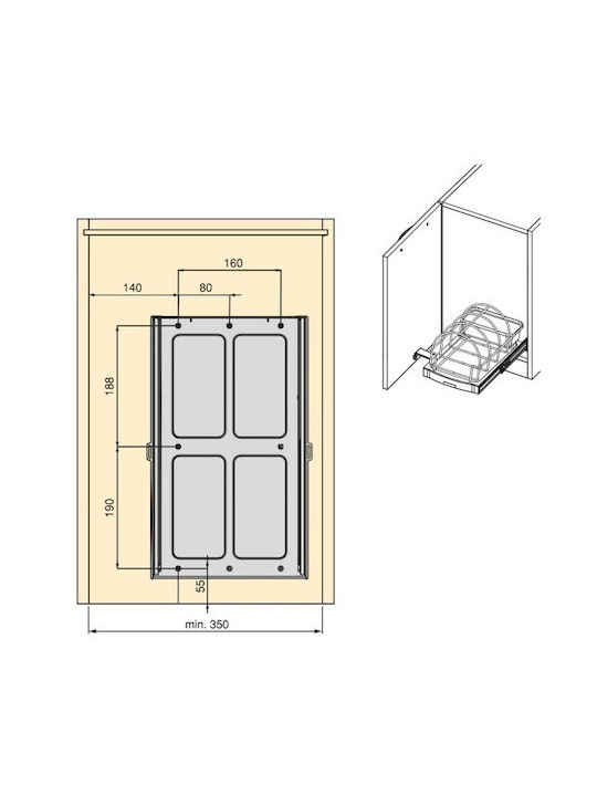 Emuca Επιτραπέζια Βάση Πλαστική 43x26x24.5εκ. Γκρι