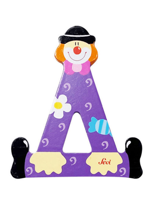 Sevi Bebe Decorative Letter Brown made of Wood Clown D 7x0.5x9εκ.
