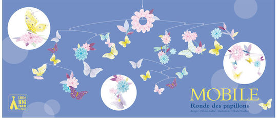 Djeco Kids Room Decorative Mobile Animals Pink made of Wood The Garden With The Butterflies