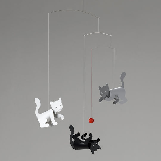 Flensted Mobiles Kids Room Decorative Mobile Animals Gray Kittens 50x40cm