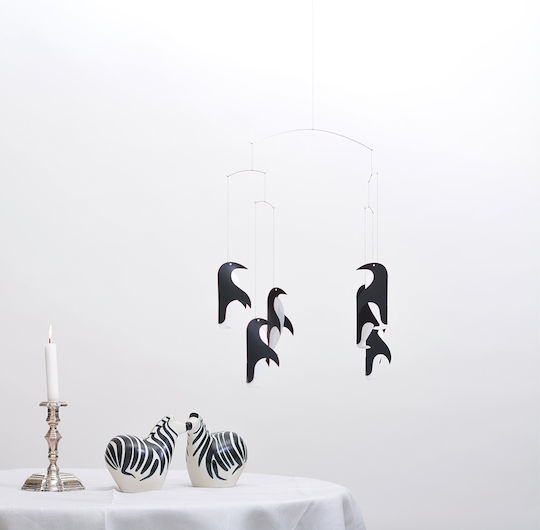 Flensted Mobiles Kids Room Decorative Mobile Animals Black Penguins 44x48cm