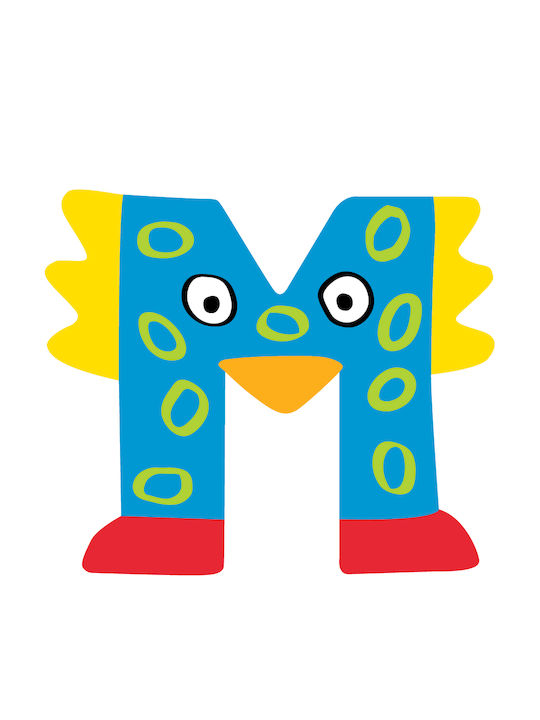 Tatiri Decorative Letter Light Blue made of Wood Μ 5x0.5x7εκ.