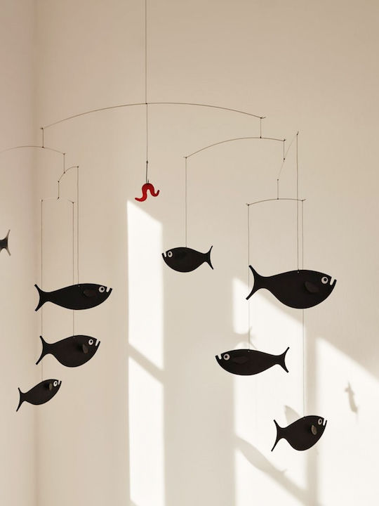 Flensted Mobiles Kids Room Decorative Mobile Animals Black School of Fish 45x60cm