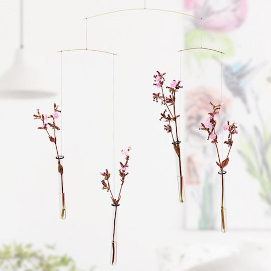 Flensted Mobiles Kids Room Decorative Mobile Pink Flying Flowers 58x42cm