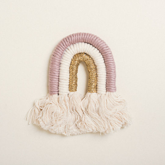 Beauty Home Kinder Wanddekoration Regenbogen Gold Macrame 14x10cm