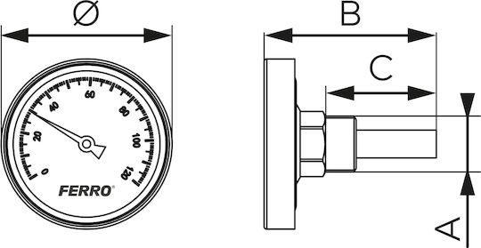 Ferro Αναλογικό Θερμόμετρο Φούρνου με Ακίδα +20°C / +120°C