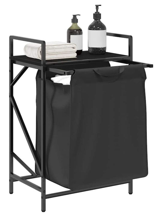 vidaXL Wooden Laundry Basket Black