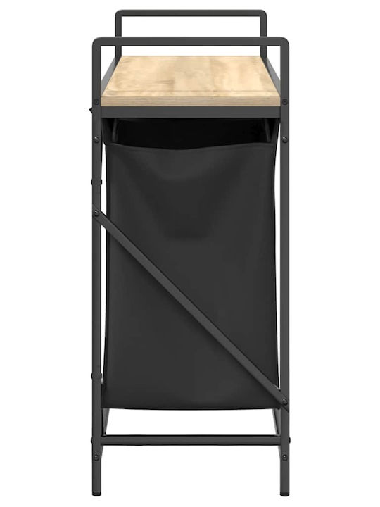 vidaXL Wooden Laundry Basket with Lid Black
