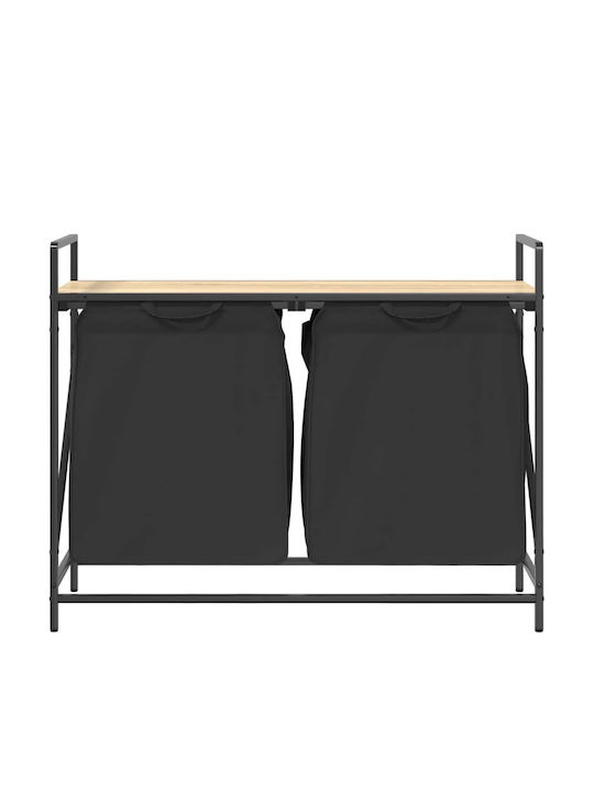vidaXL Wooden Laundry Basket with Lid Black