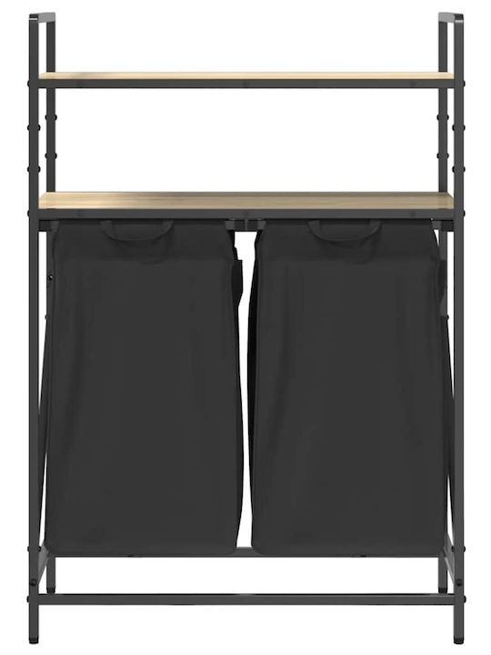 vidaXL Wooden Laundry Basket Black