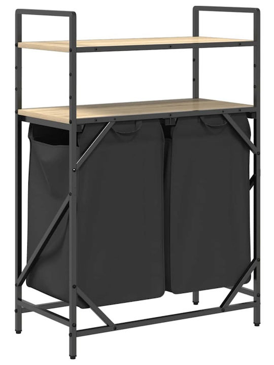 vidaXL Wooden Laundry Basket Black