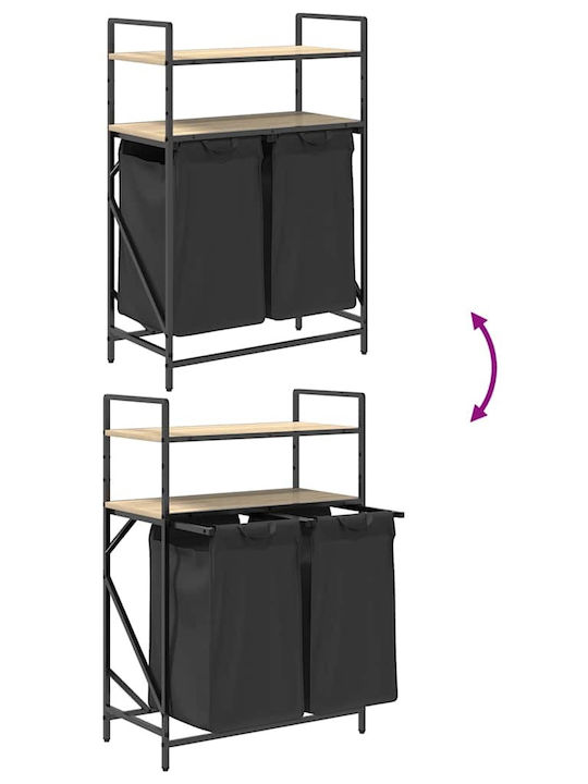 vidaXL Wooden Laundry Basket Black
