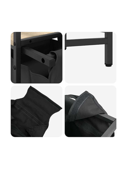 vidaXL Wooden Laundry Basket Black