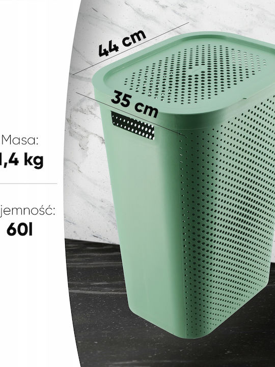 Curver Infinity Plastic Laundry Basket 60lt with Lid 44x60x60cm Green