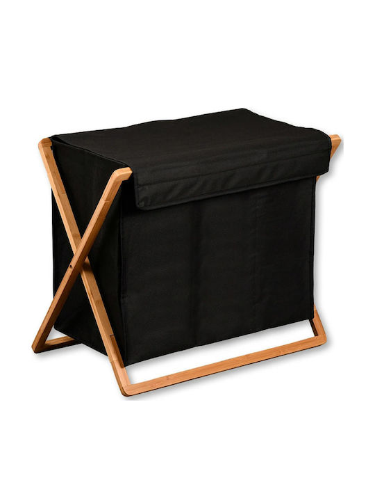 Kesper Laundry Basket Bamboo with Cap 41x33x50cm Black